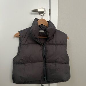 Grey Cropped Puffer Vest